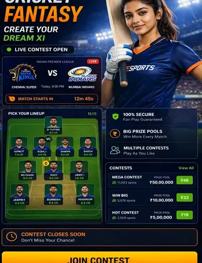 Come (Come Com) fantasy cricket & matchday visual 3